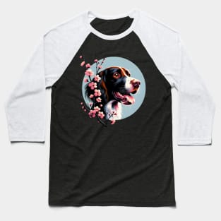 Small Munsterlander Pointer Enjoys Spring Cherry Blossoms Baseball T-Shirt